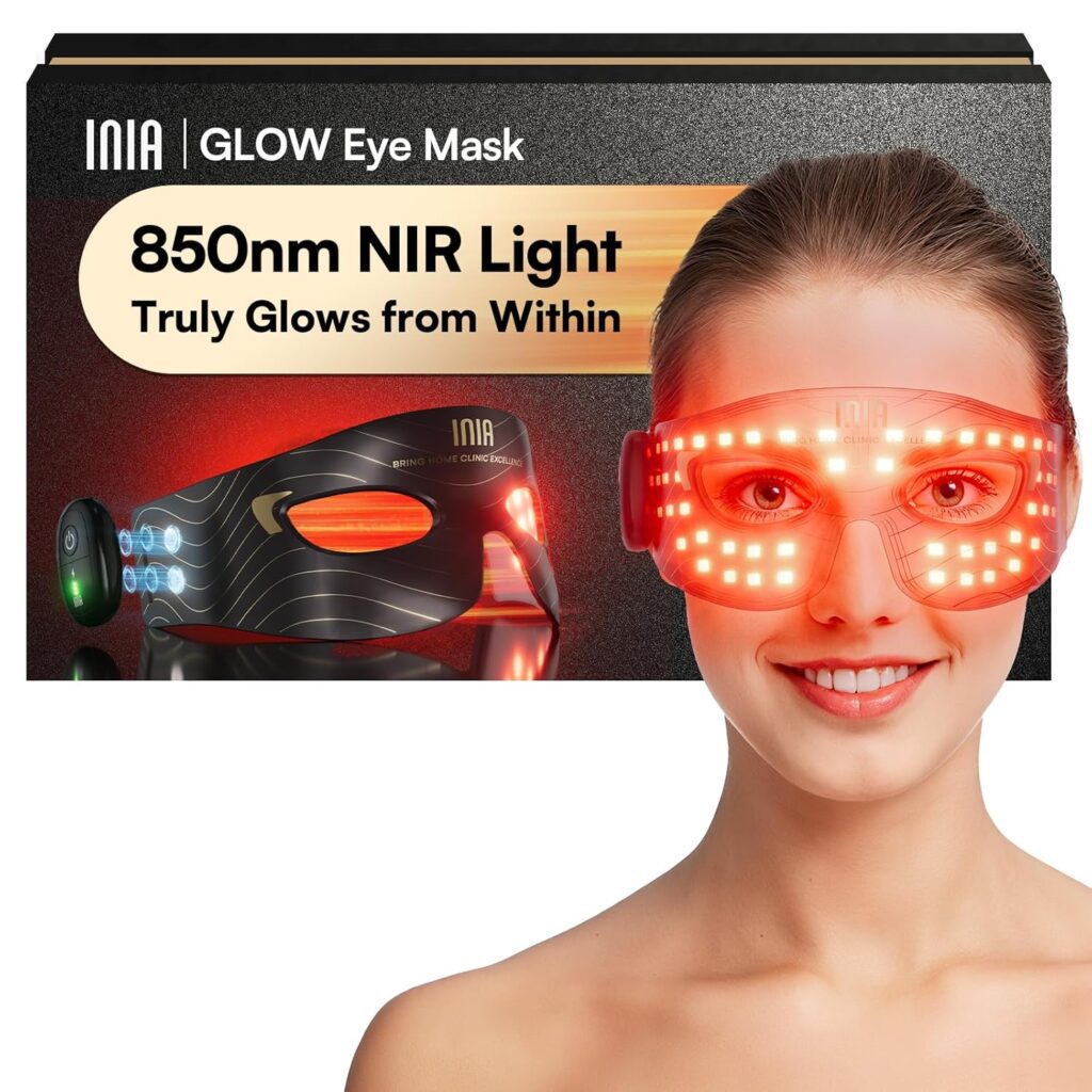 INIA glow eye mask for under-eye treatment with red light therapy