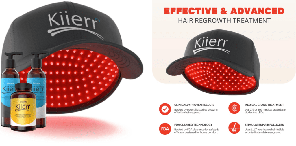 Kiierr 272 Premier red light therapy laser cap for hair regrowth