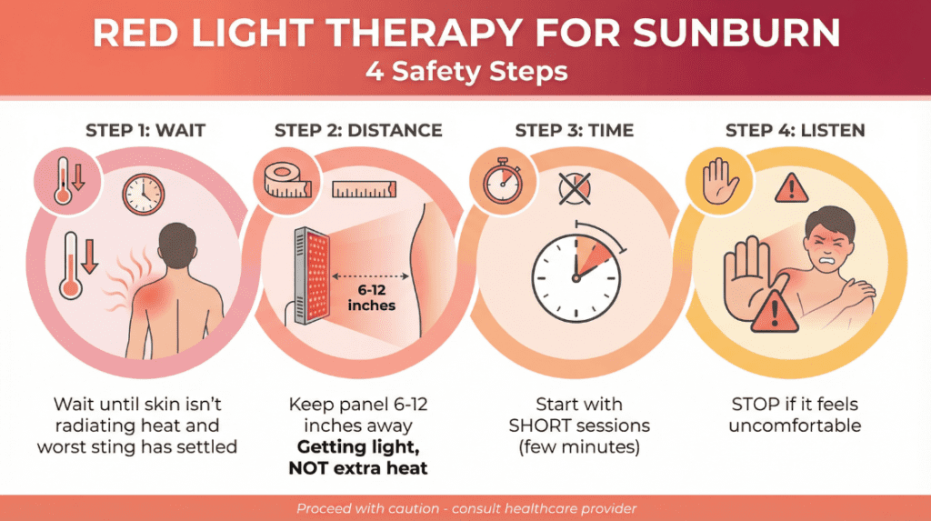 red light therapy for sunburn 4 safety steps