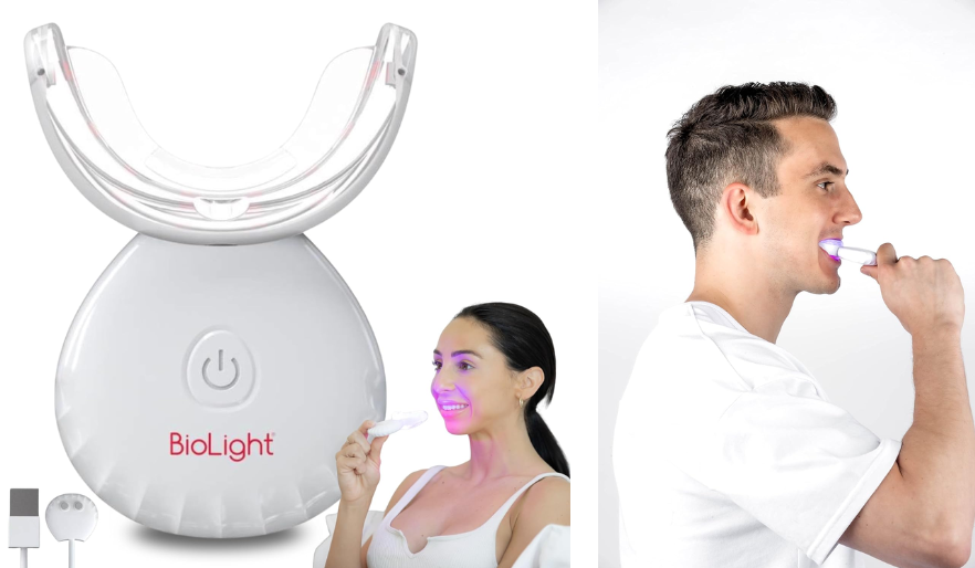 using the Biolight white oral LED mouthpiece for receding gums