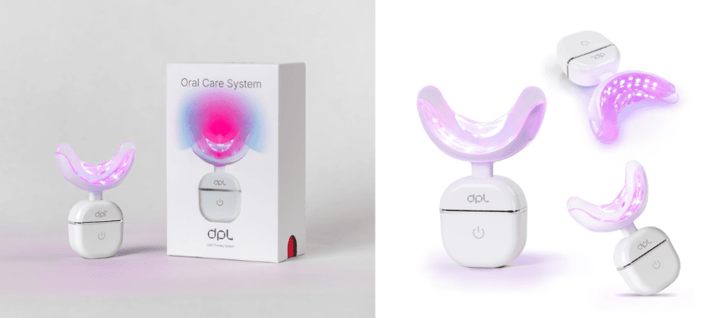 dpl Oral Care horseshoe-shaped LED mouthguard in off-white for gum health