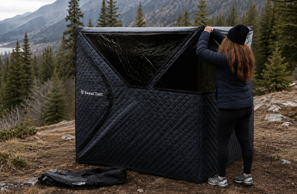 Assembling the sweat tent for the first time