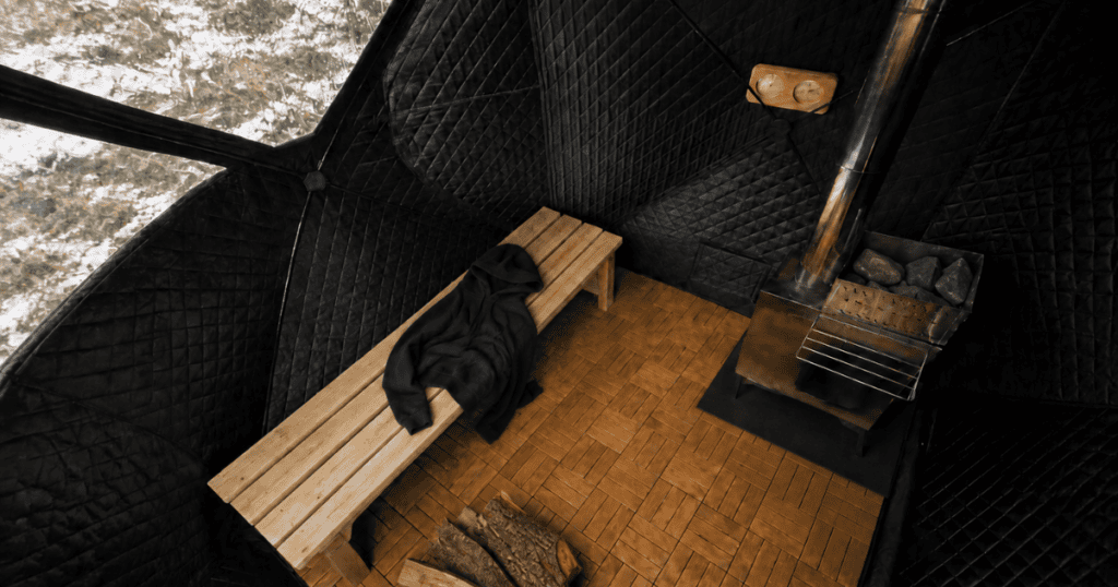 sweat tent floorless design and optional wood flooring