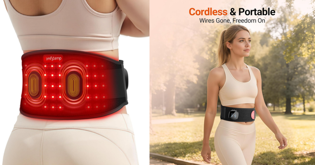 comfytemp cordless red light therapy belt for back pain